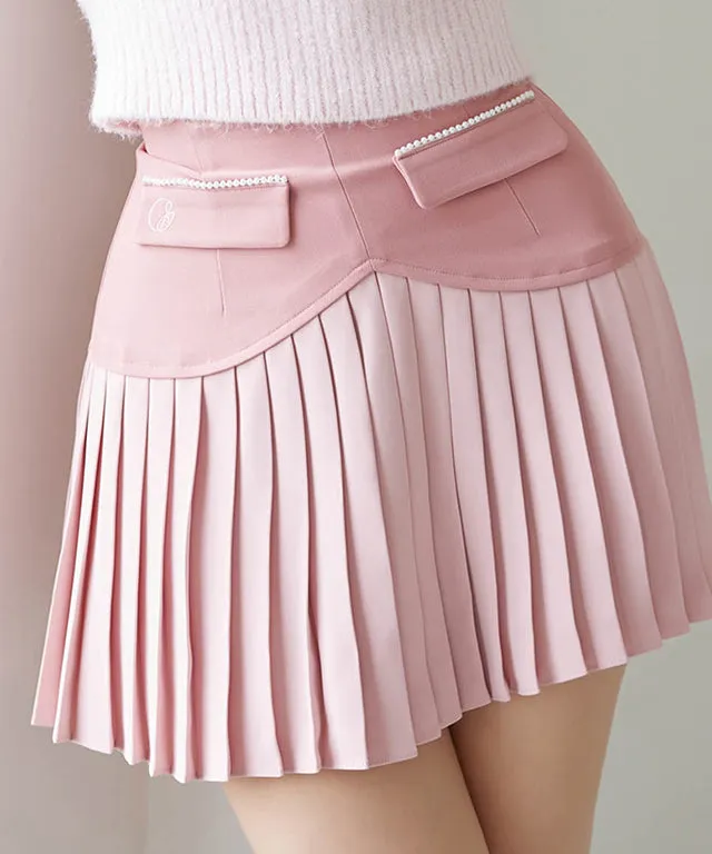 [Warehouse Sale] J.Jane Heart Shape Pleats Skirt - Pink