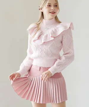 [Warehouse Sale] J.Jane Heart Shape Pleats Skirt - Pink