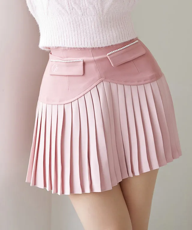 [Warehouse Sale] J.Jane Heart Shape Pleats Skirt - Pink