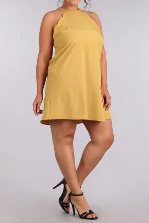 Wavy Cutaway Sleeves Plus Size Shift Dresss