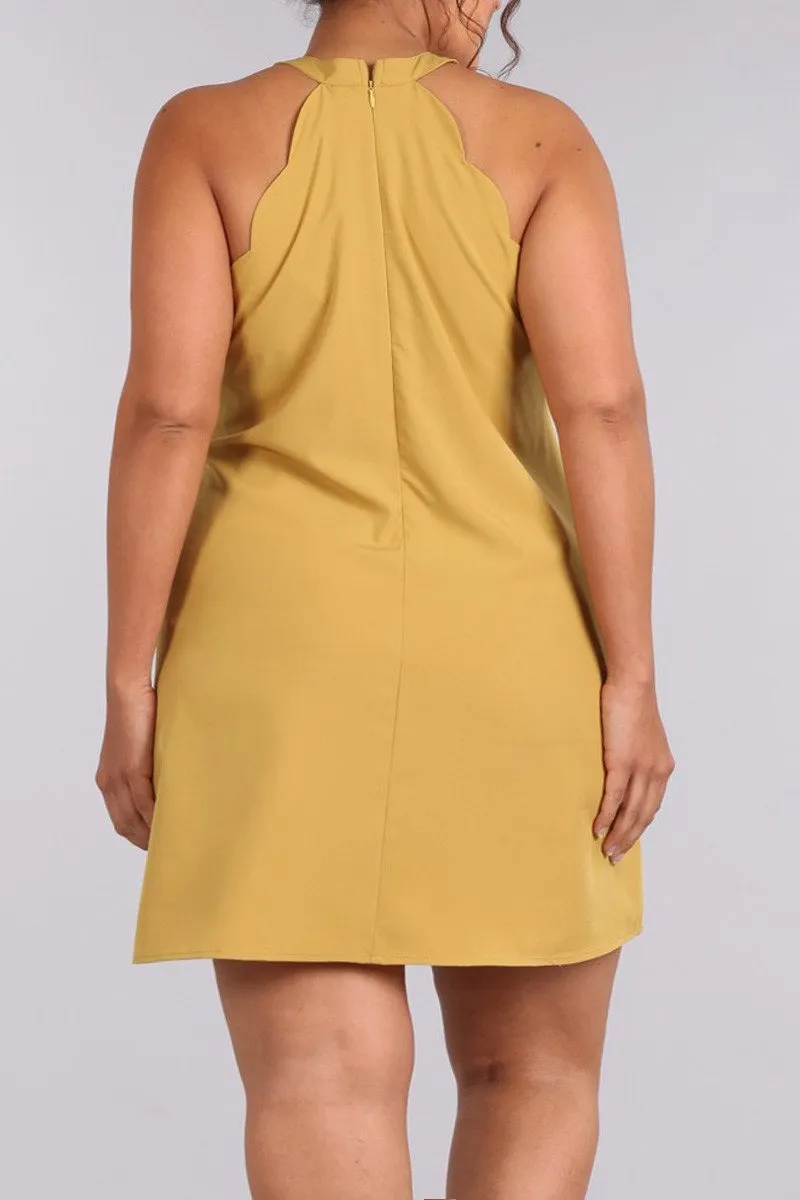 Wavy Cutaway Sleeves Plus Size Shift Dresss