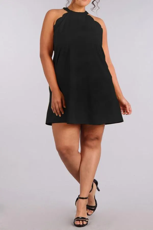 Wavy Cutaway Sleeves Plus Size Shift Dresss