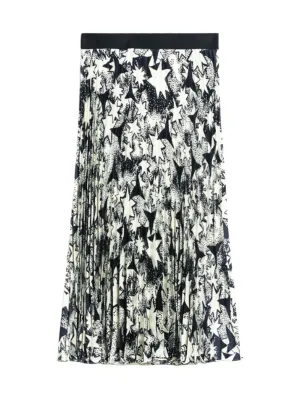 Weekend Max Mara Pagano Pleated Skirt in Navy Star Print