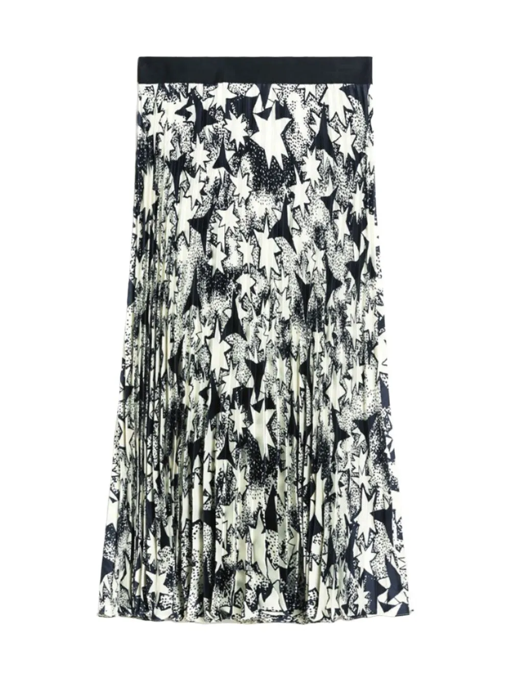 Weekend Max Mara Pagano Pleated Skirt in Navy Star Print