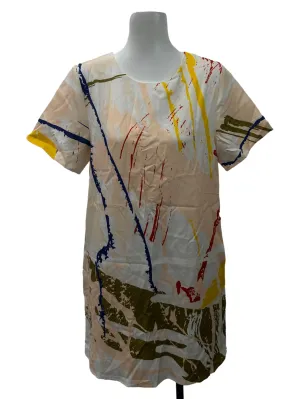 White Beige Printed Shift Dress