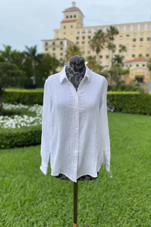 White Cotton Button Down Blouse