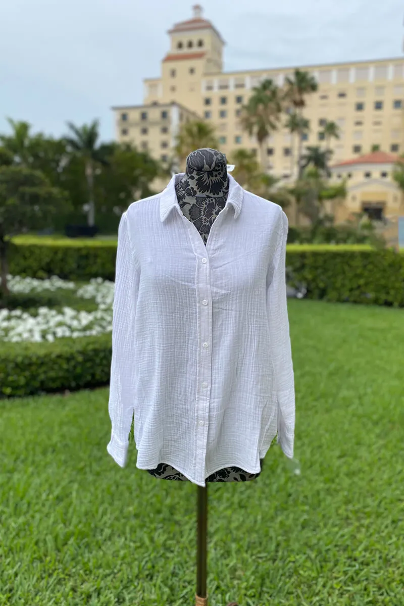 White Cotton Button Down Blouse