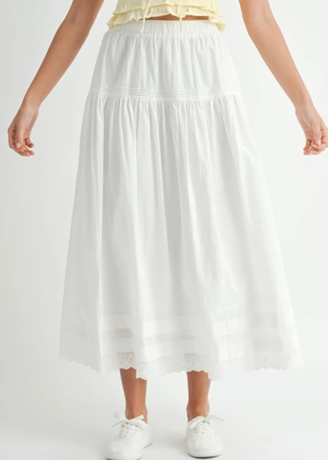 Winnie Eyelet Midi Skirt