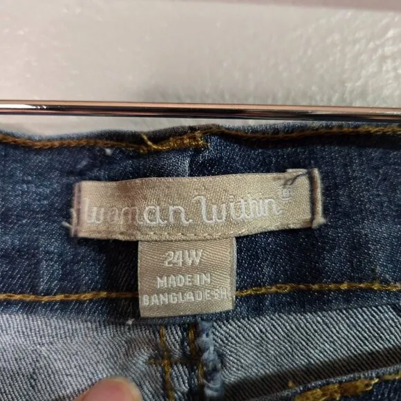 Woman Within Womens Plus Size 24W Jeans Bootcut Denim Pants Dark Wash