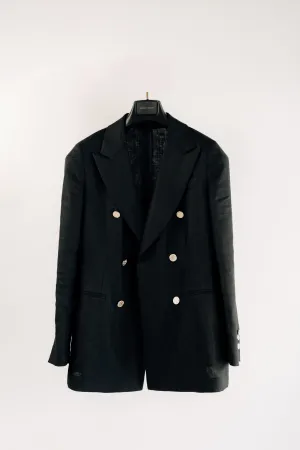 Women - Yacht Black Double Breasted Linen Jacket