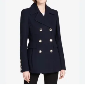 Women's Double-Breasted Navy Peacoat Jacket 4