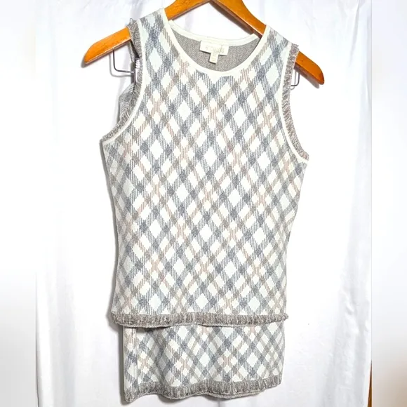 Women's etcetera Knit Set-Tank &amp; Skirt, cream, gray, taupe |Winter/Spring| Sz XS