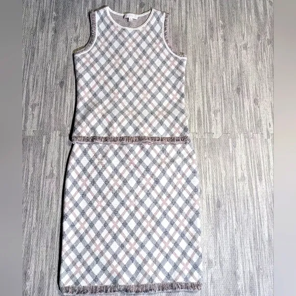 Women's etcetera Knit Set-Tank &amp; Skirt, cream, gray, taupe |Winter/Spring| Sz XS