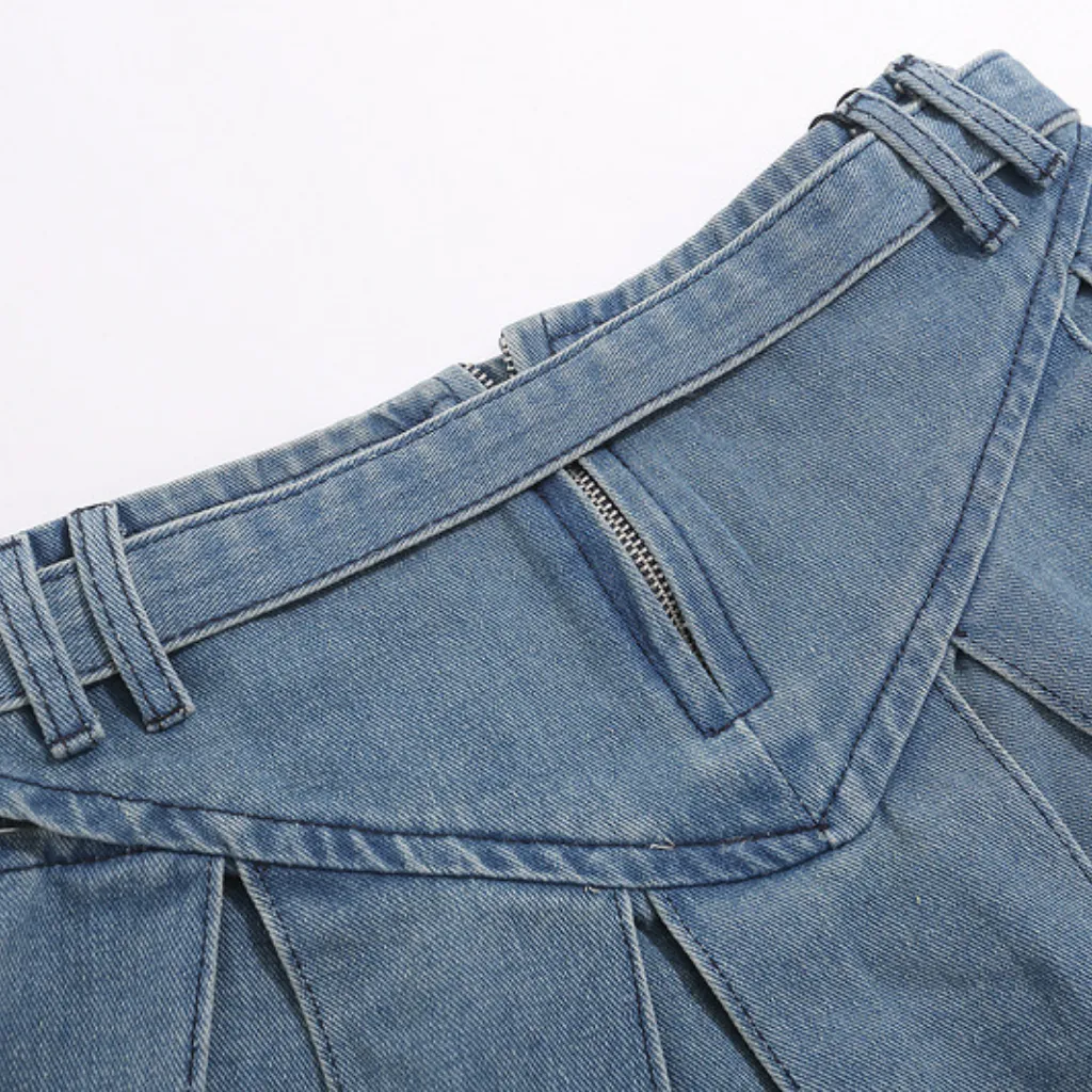 Women's Preppy Pleated Denim Skirt