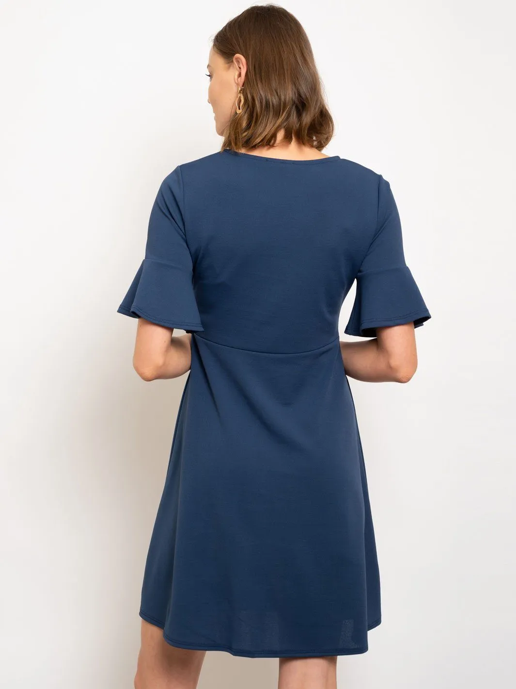WOMEN'S RUFFLE SLEEVE SHIFT DRESS
