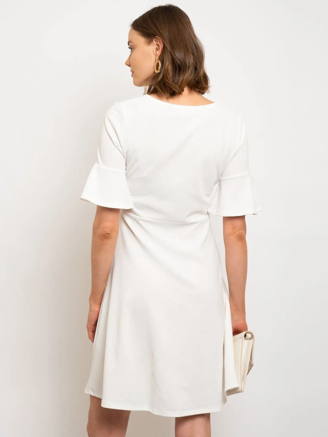 WOMEN'S RUFFLE SLEEVE SHIFT DRESS