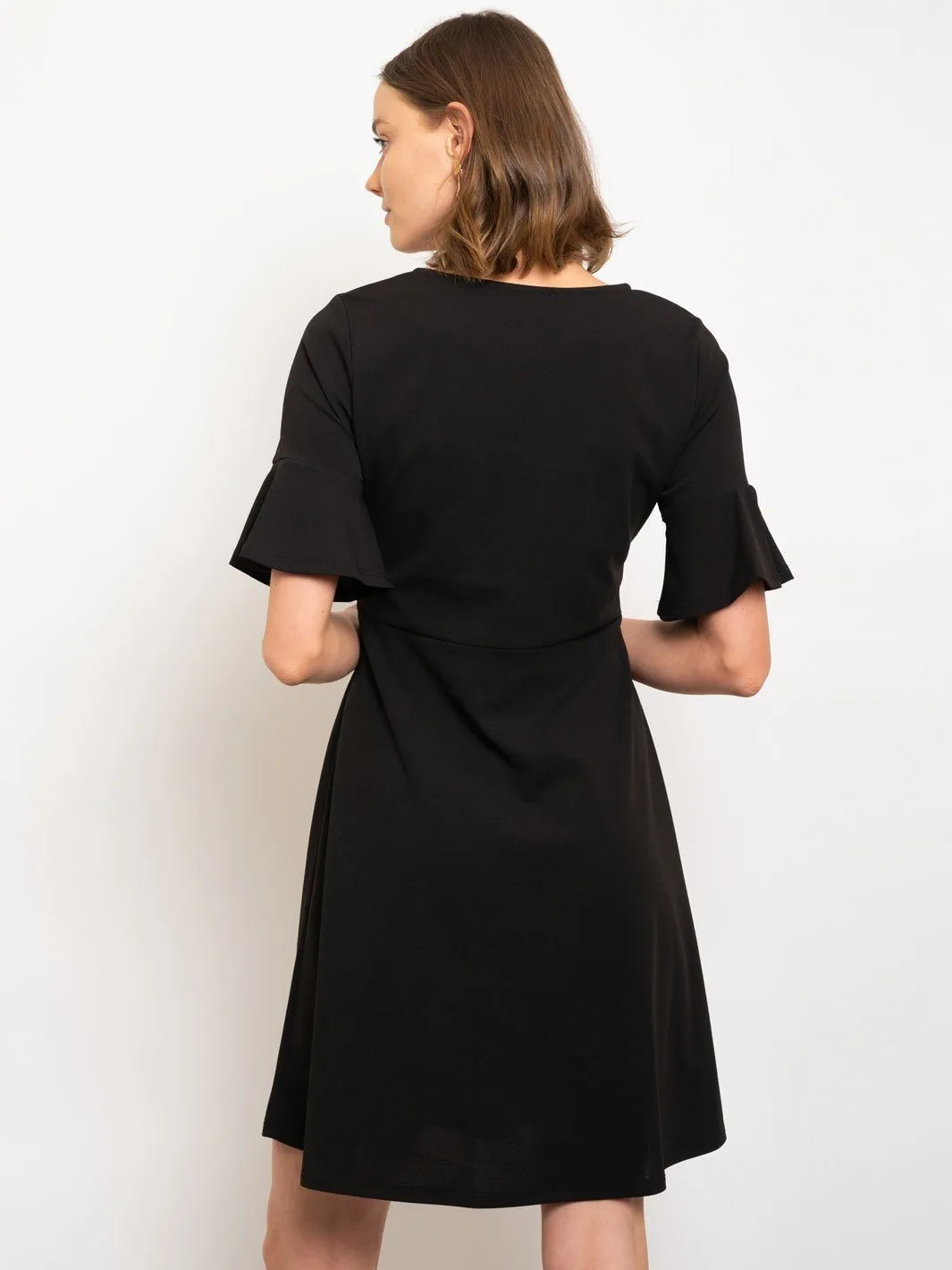WOMEN'S RUFFLE SLEEVE SHIFT DRESS