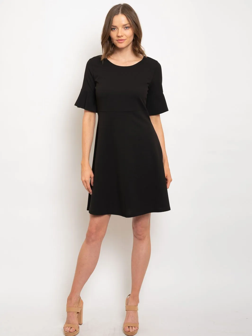 WOMEN'S RUFFLE SLEEVE SHIFT DRESS