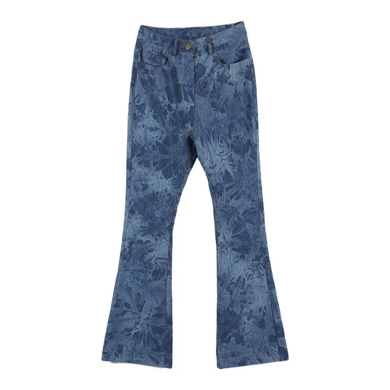 Women's Tie Dyed Bootcut Jeans High Waist Slim Skinny Fit