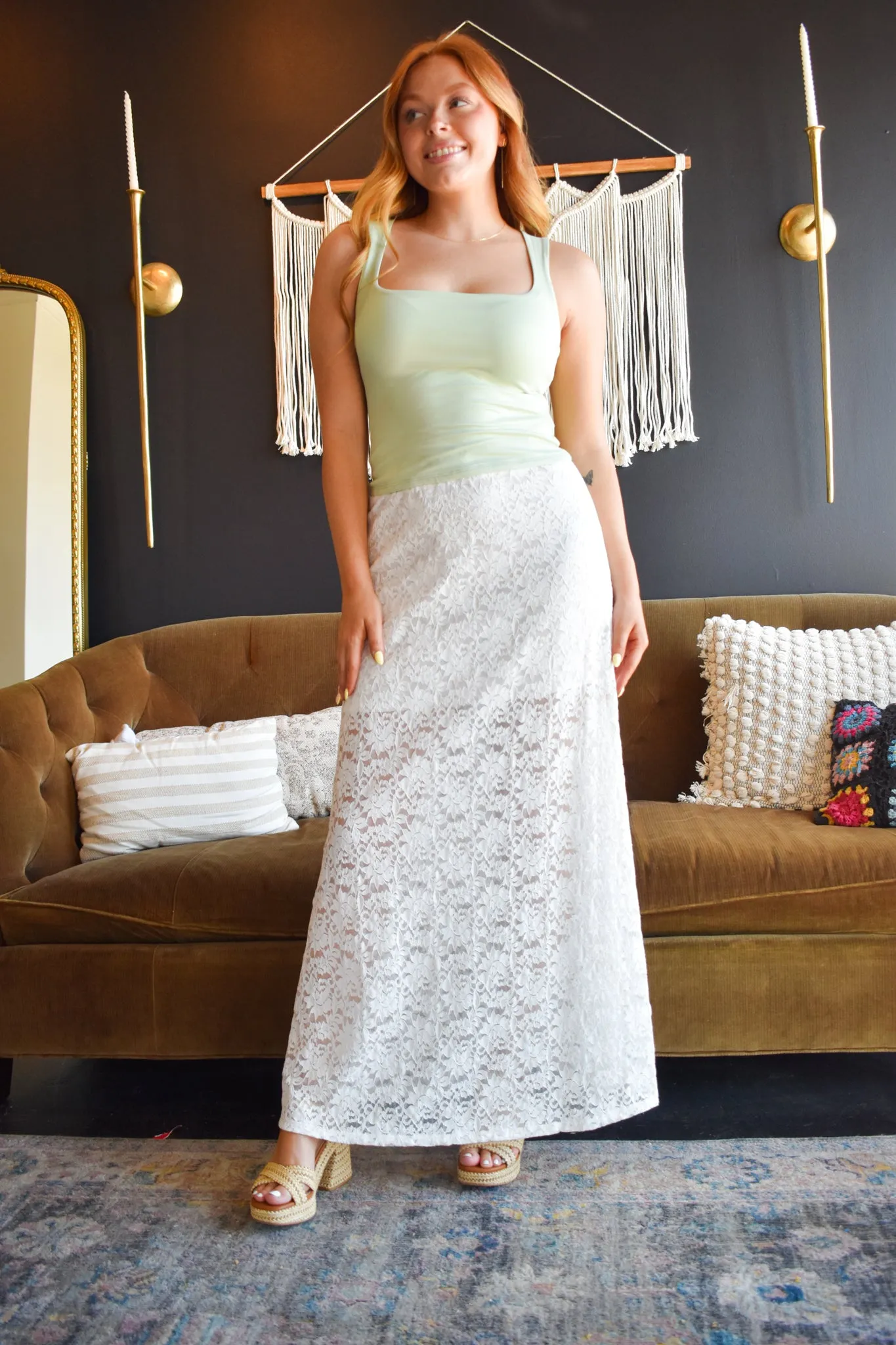Yellowstone Lace Maxi Skirt- White