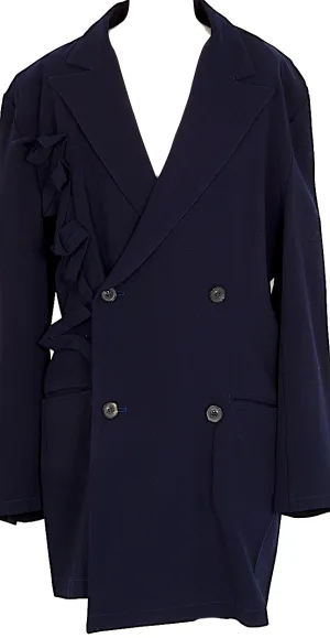 YOHJI YAMAMOTO JAPAN. Double Breasted Y's Navy Wool Taping Jacket
