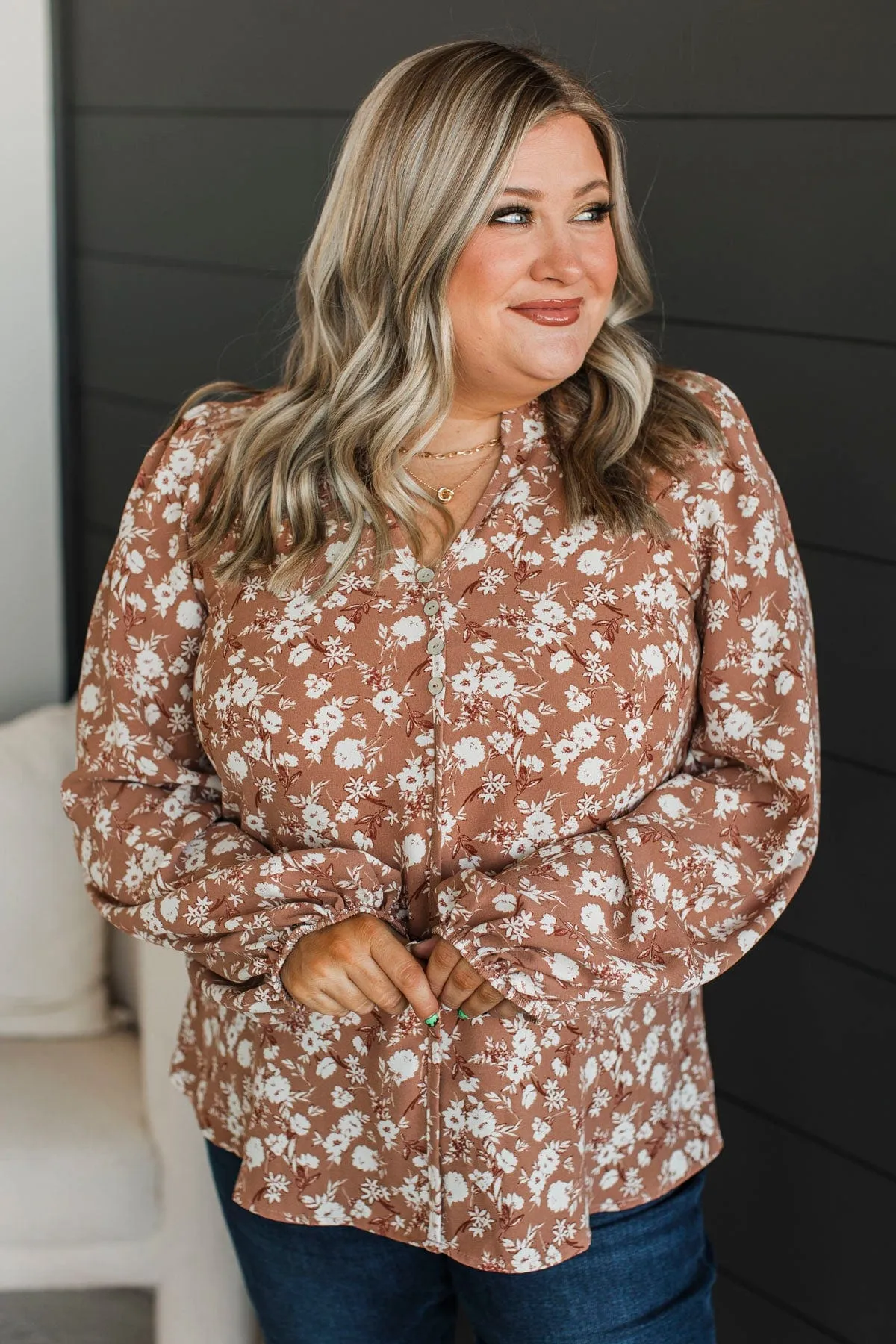 You Know Me Floral Blouse- Clay