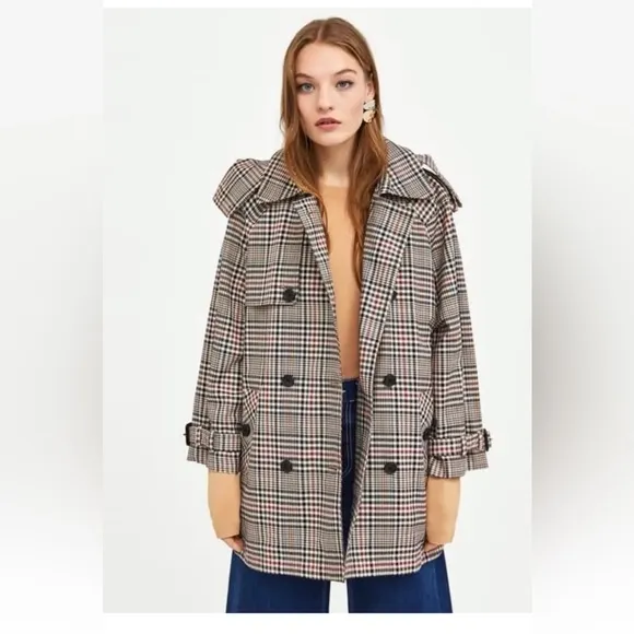 Zara Double Breasted Heritage Check Jacket Size M.
