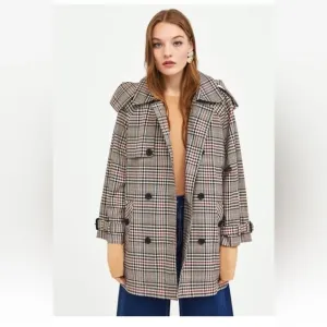 Zara Double Breasted Heritage Check Jacket Size M.