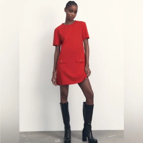Zara Kelly Shift Dress in Red size M