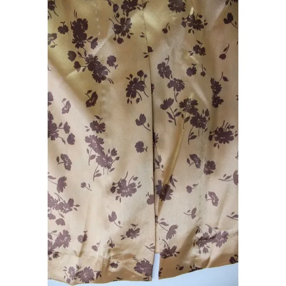 Zara NWT Satin Effect Midi Floral Skirt Small Peach Beige
