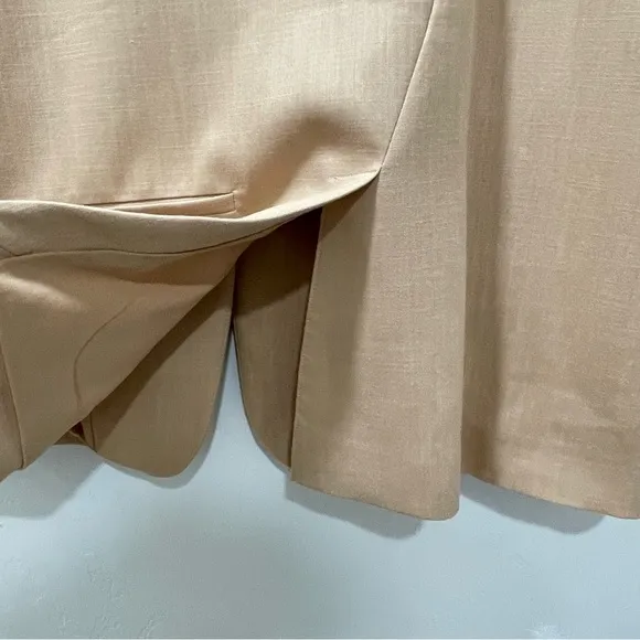 Zara Women's Large Straight Cut Blazer Tan Oversized Style Asymmetrical