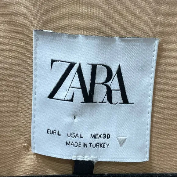 Zara Women's Large Straight Cut Blazer Tan Oversized Style Asymmetrical