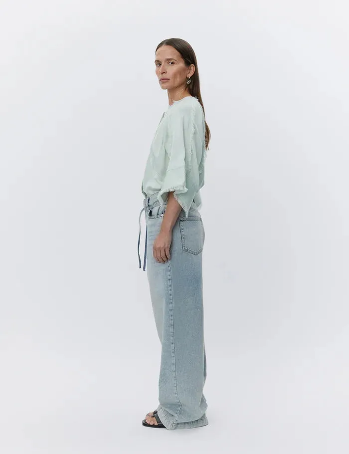 Zelie Blouse | Matte Crepe/Green Lily
