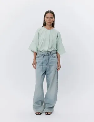 Zelie Blouse | Matte Crepe/Green Lily