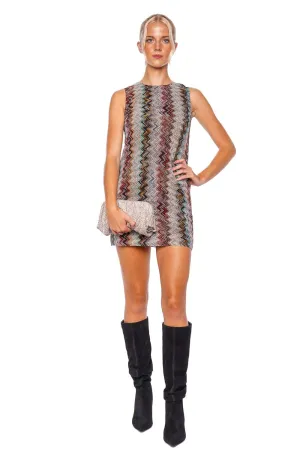 Zig Zag Metallic Sleeveless Mini Dress